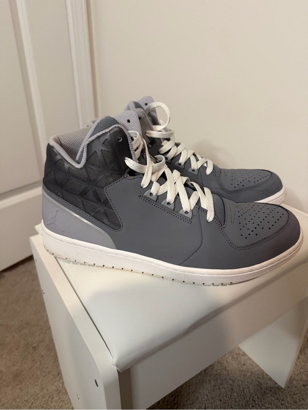 Jordan Men’s Mid-Top Athletic Sneakers in Grey and White